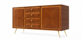 Mid-Century Modern Walnut Credenza with Brass Legs