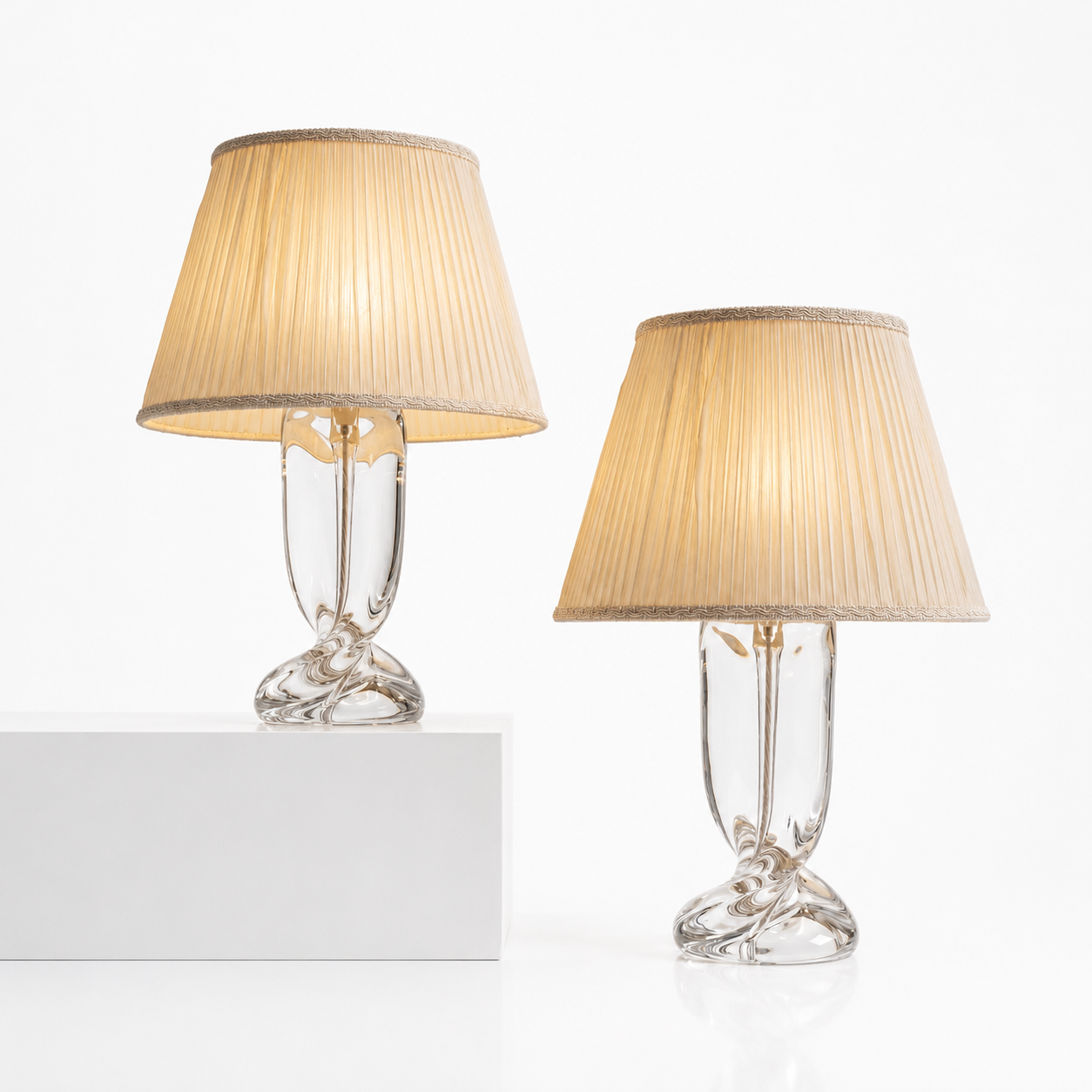Pair of 1950s French Sèvres Glass Table Lamps